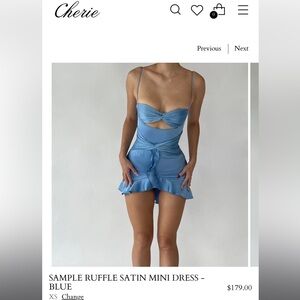 Blue Ruffle Satin Mini Dress